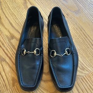 Gucci Black Leather Horsebit Loafers